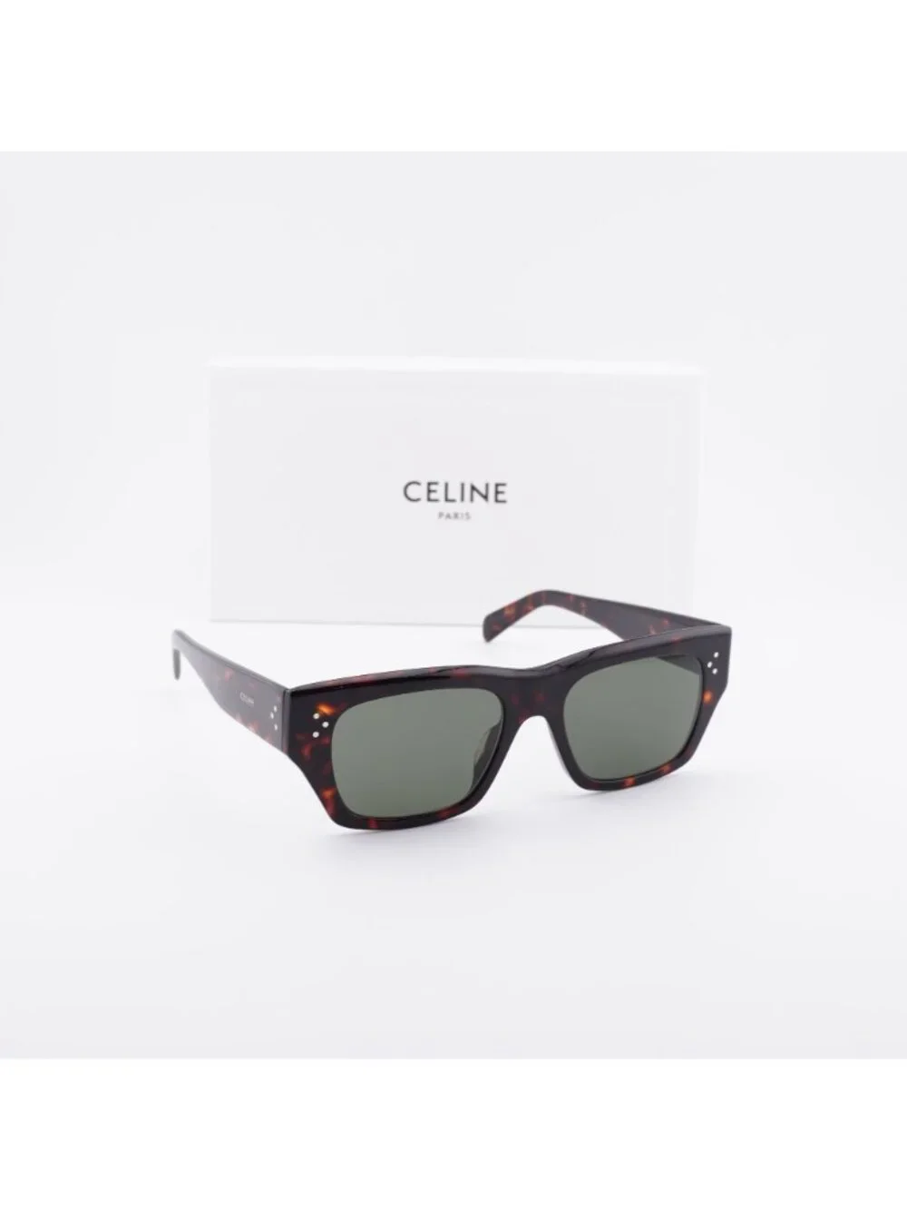 Celine CL40297U 52N Square Sunglasses - Havana / Green